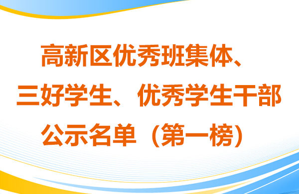 高新区优秀班集体、三好学生、优秀学生干部 公示名单（第一榜）