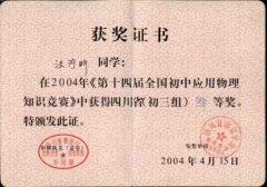 我校学生参加“全国第十届初中应用物理知识竞赛获奖